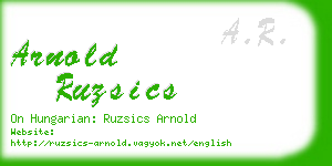 arnold ruzsics business card